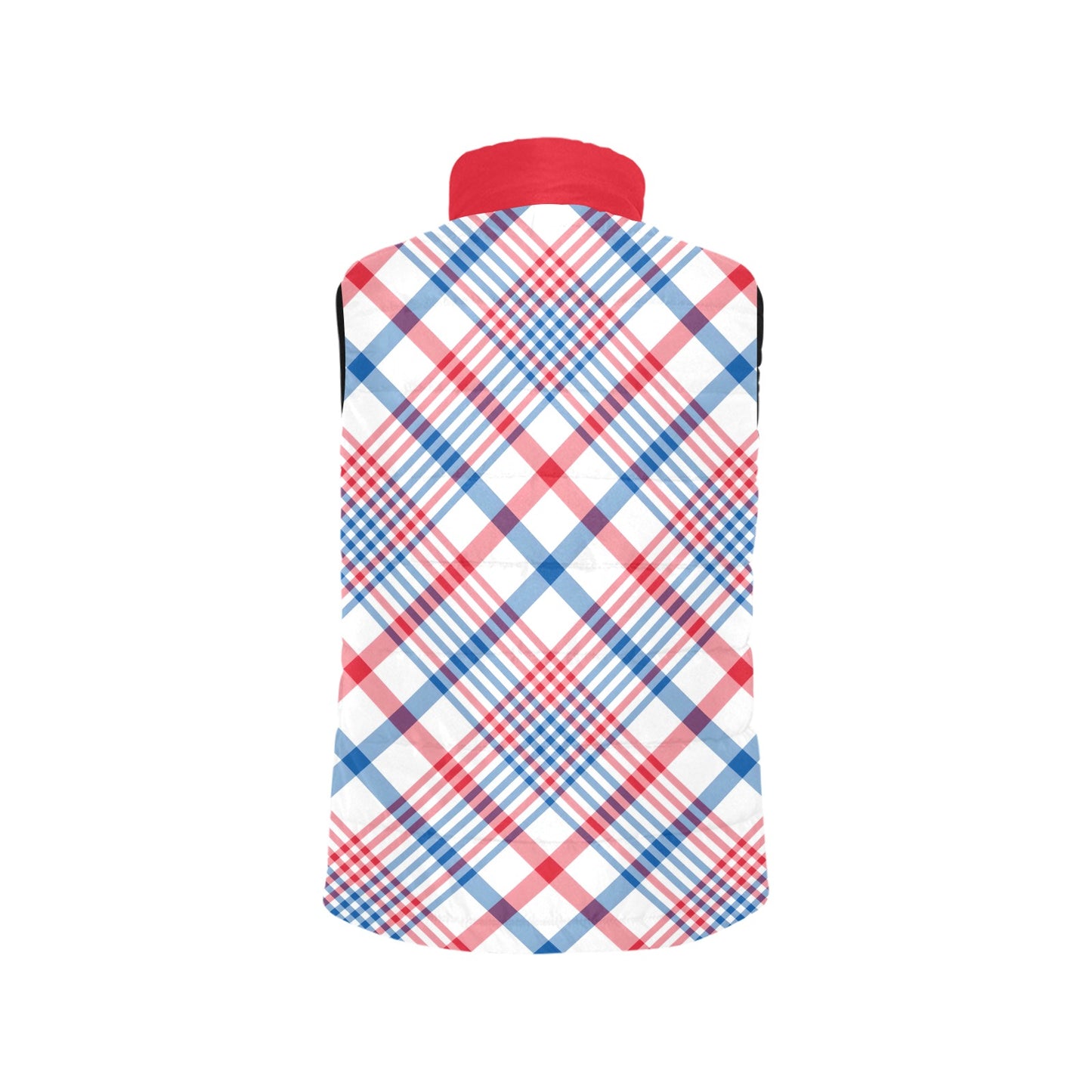 USA/American Flag Inspired Plaid Pattern Women's Padded Vest