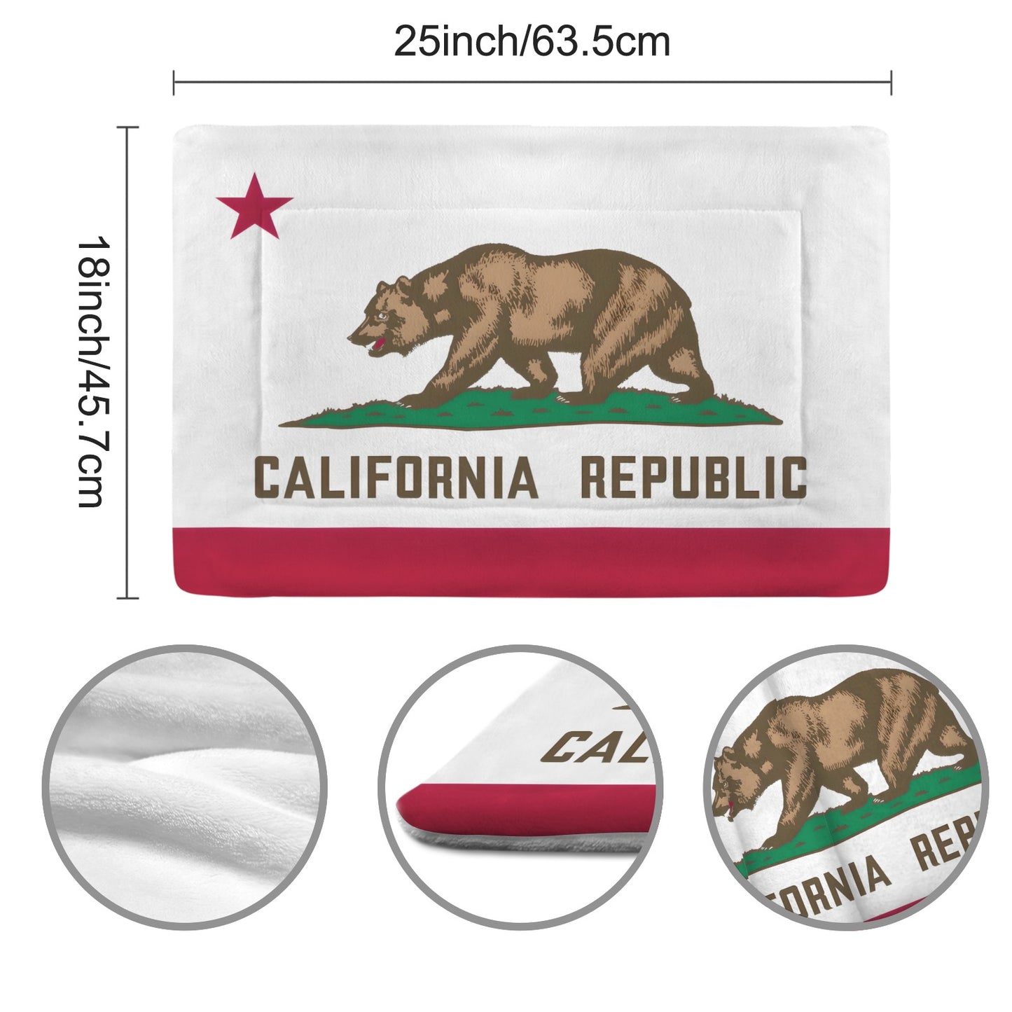 California Flag Inspired Pet Mat 25x18inch (Made in the USA)