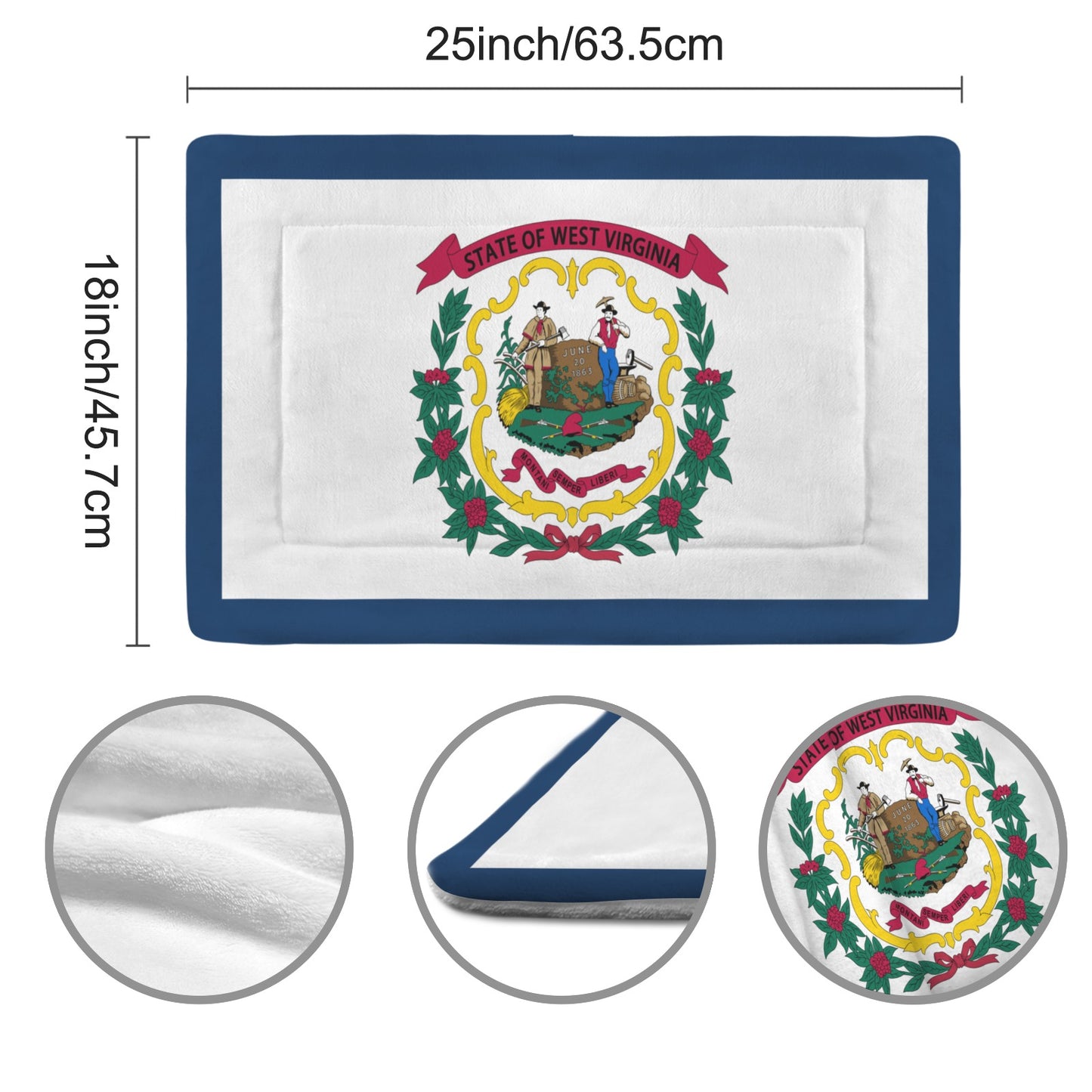 West Virginia Flag Inspired Pet Mat 25x18inch (Made in the USA)