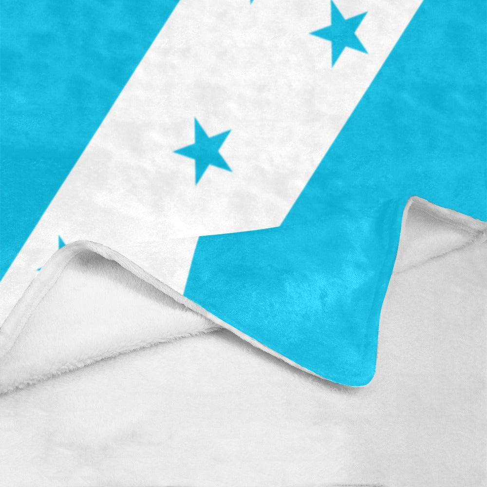 Luv My Flag blanket featuring blue stars and white design.