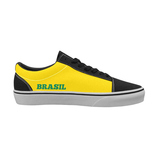 Brazil Flag Inspired Women's Lace-Up Canvas Shoes