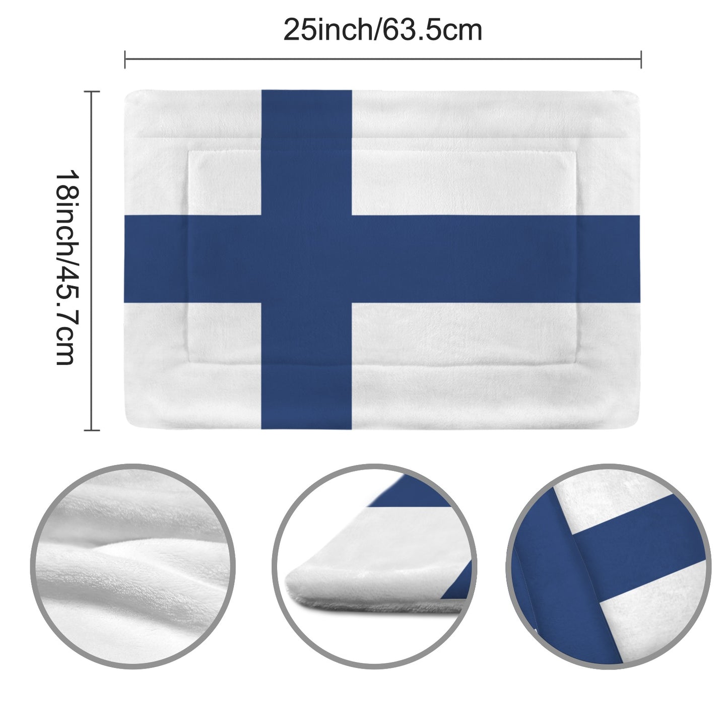 Finland Flag Inspired Pet Mat 25x18inch (Made in the USA)