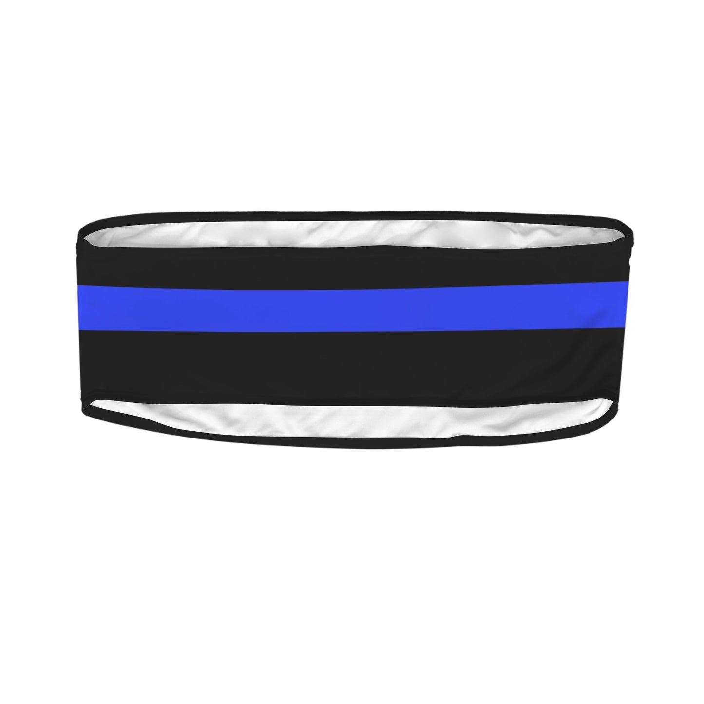 Thin Blue Line Flag Inspired Black w/Blue Stripe Flag Inspired Bandeau Tube Bikini Top