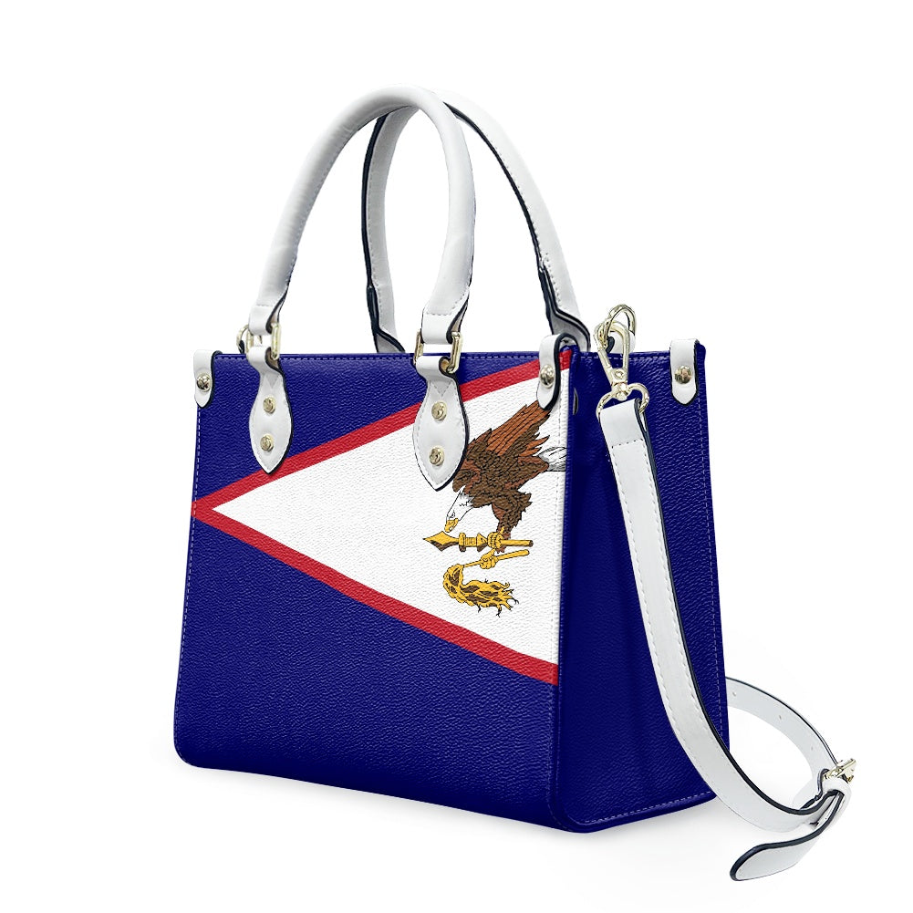 Blue handbag featuring eagle design, by Luv My Flag.