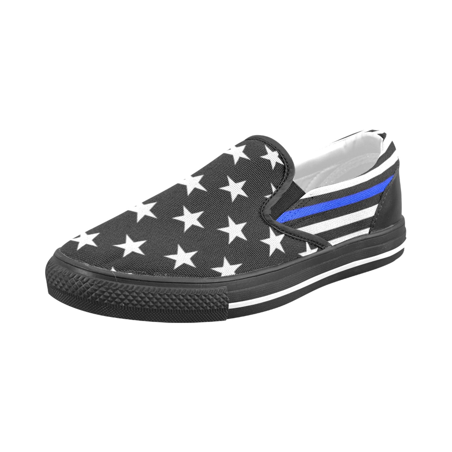 Thin Blue Line Flag Inspired Slip-on Canvas Kid's Shoes