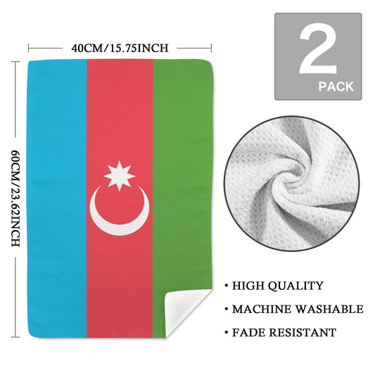 Azerbaijan Flag Inspired Kitchen Towel 40X60cm (Pack of 2) | Printed In the USA
