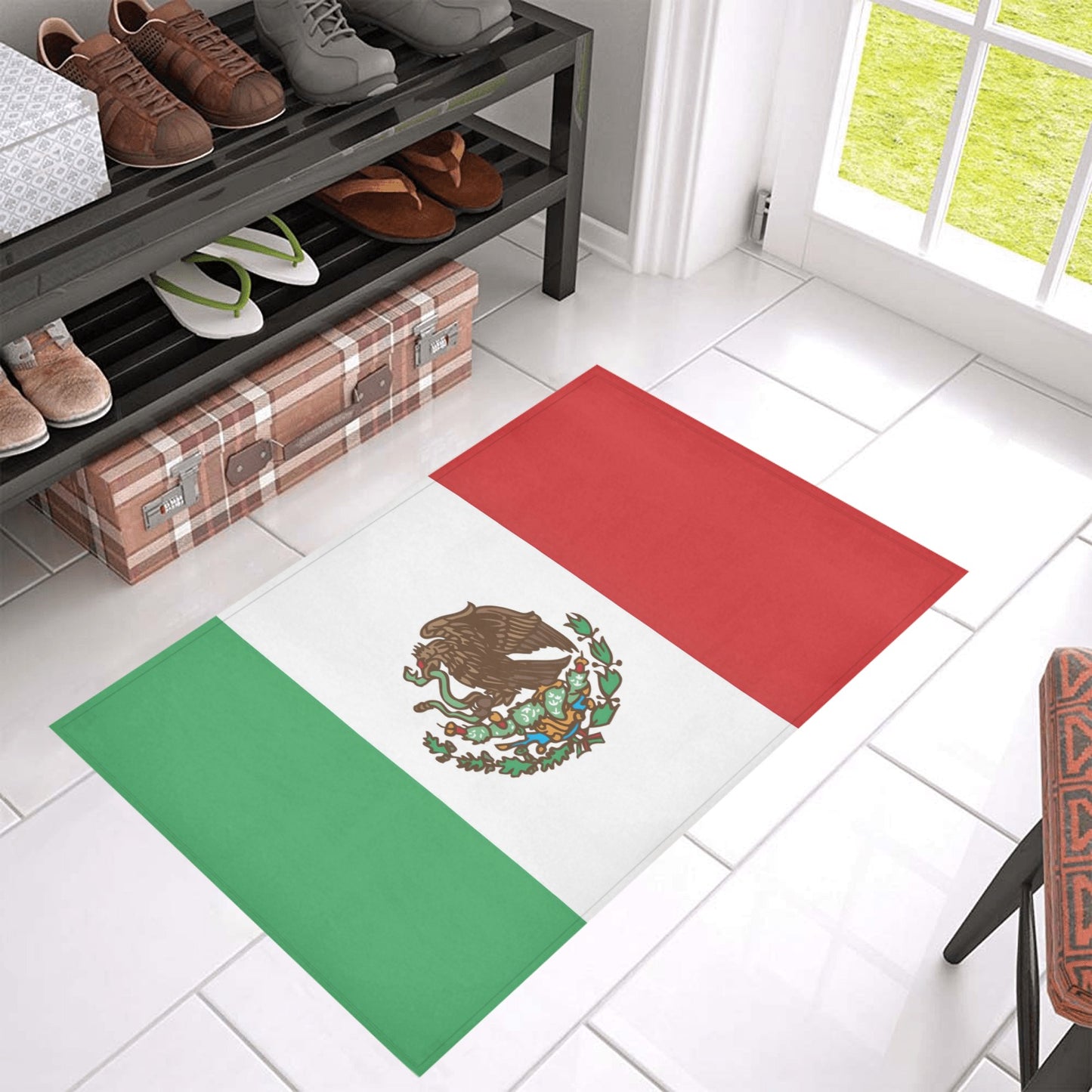 Mexico Flag Inspired Doormat 30" x 18" (Sponge Material)