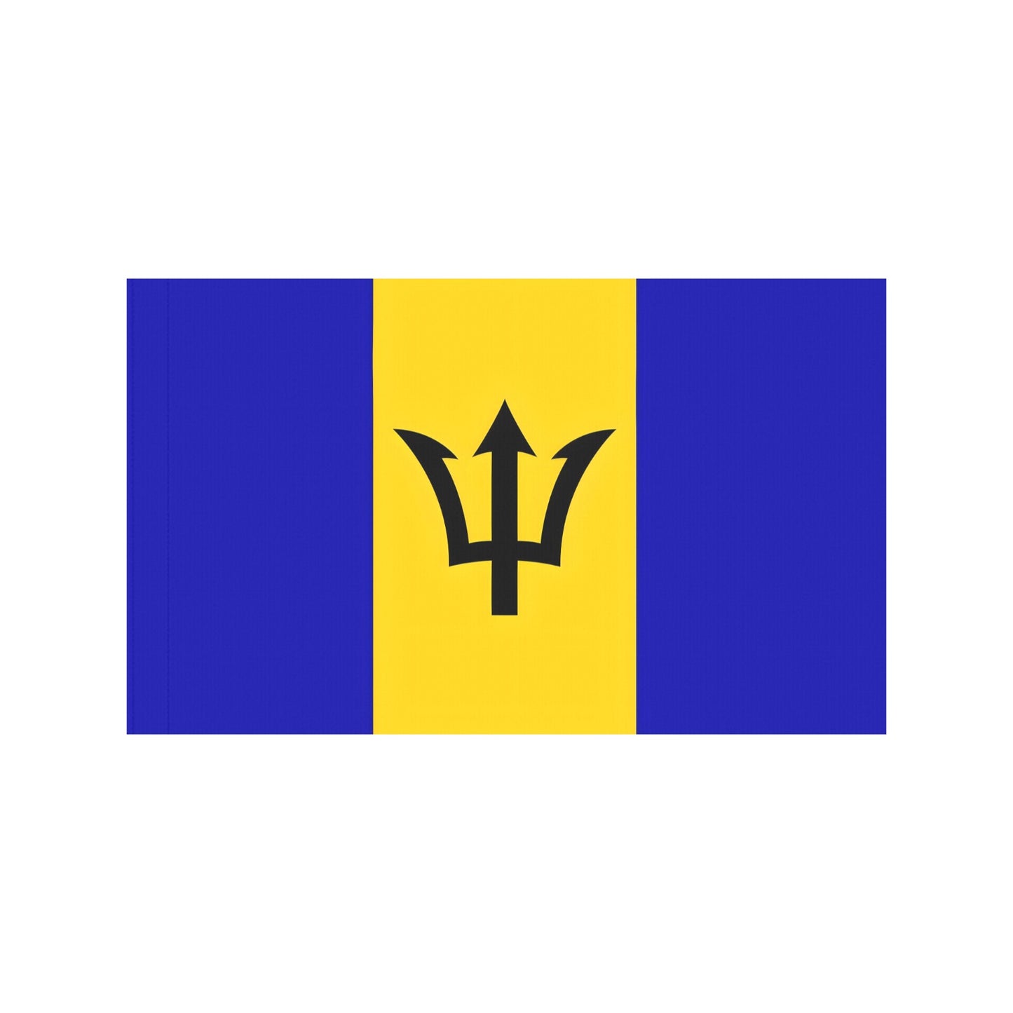 Luv My Flag Barbados flag with trident, blue, yellow.