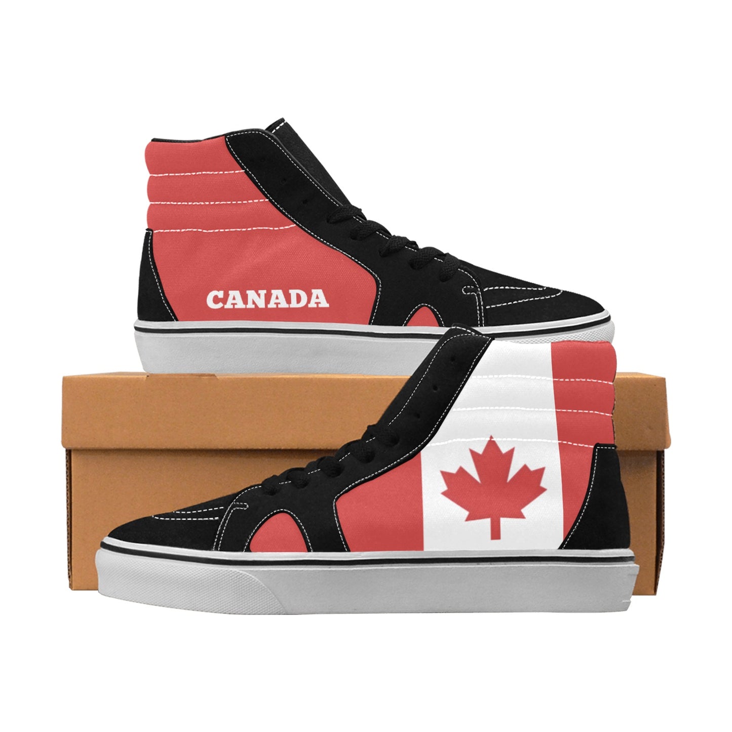 Canada Flag Inspired Men's High Top Canvas Shoes