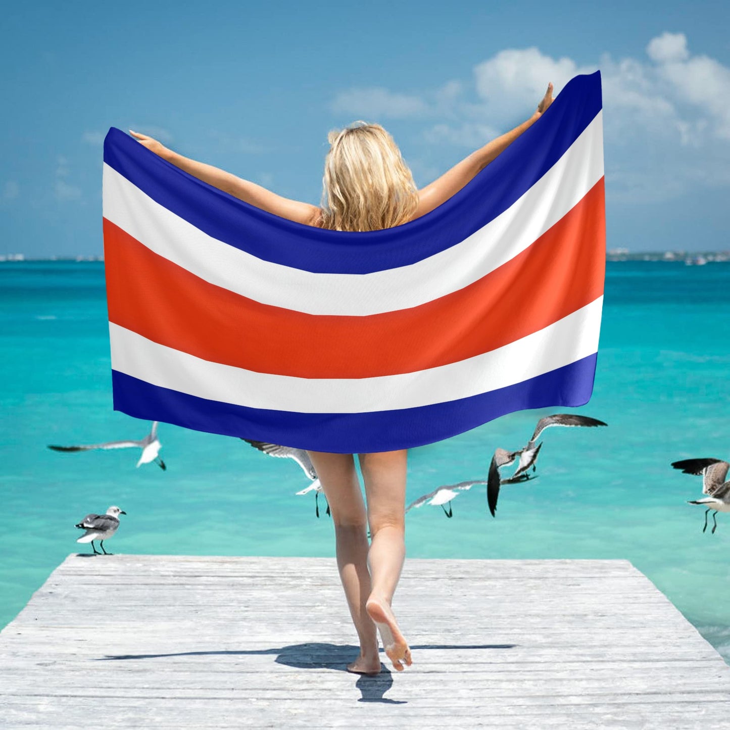 Costa Rica Flag Beach Towel 31"x71" (Made in USA)