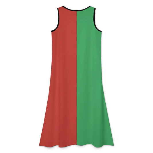 Mexico Flag Inspired Sleeveless High-Low Hem Dress
