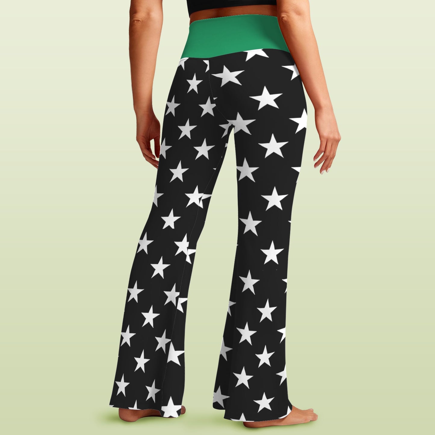 Thin Green Line Flag Inspired Women's V-Crossover High Waisted Flare Leggings