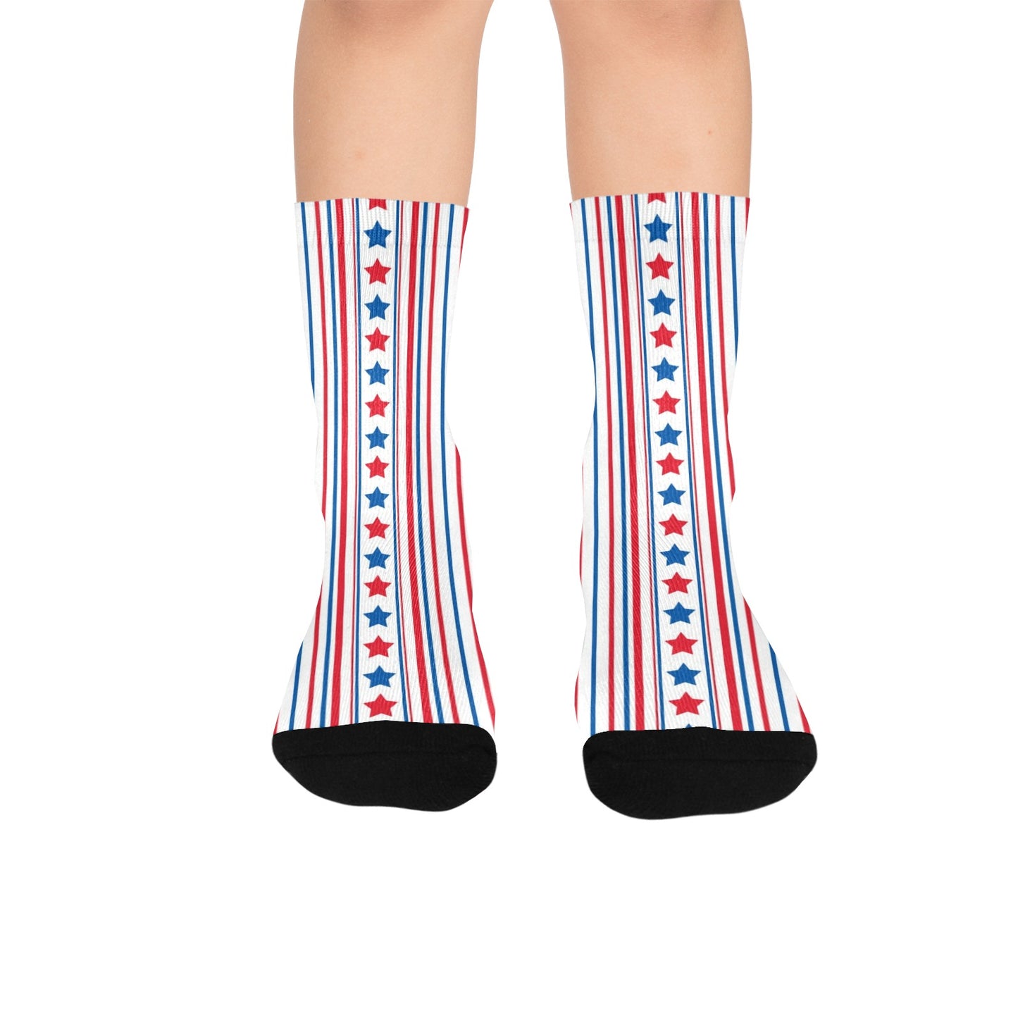 USA/American Flag Inspired Stars and Stripes Pattern Kid's Custom Socks (Made in the USA)
