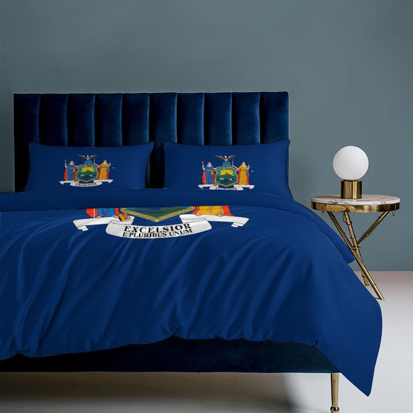 New York Flag Inspired 3-Piece Bedding Set (1 Duvet Cover + 2 Pillow Shams) – 102"×90"