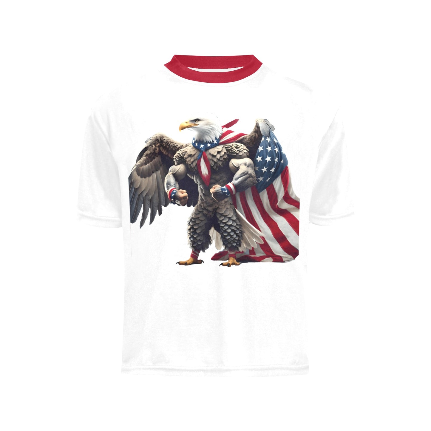 USA/American Flag Eagle with Cape Boys Crew Neck T-Shirt Made in the USA
