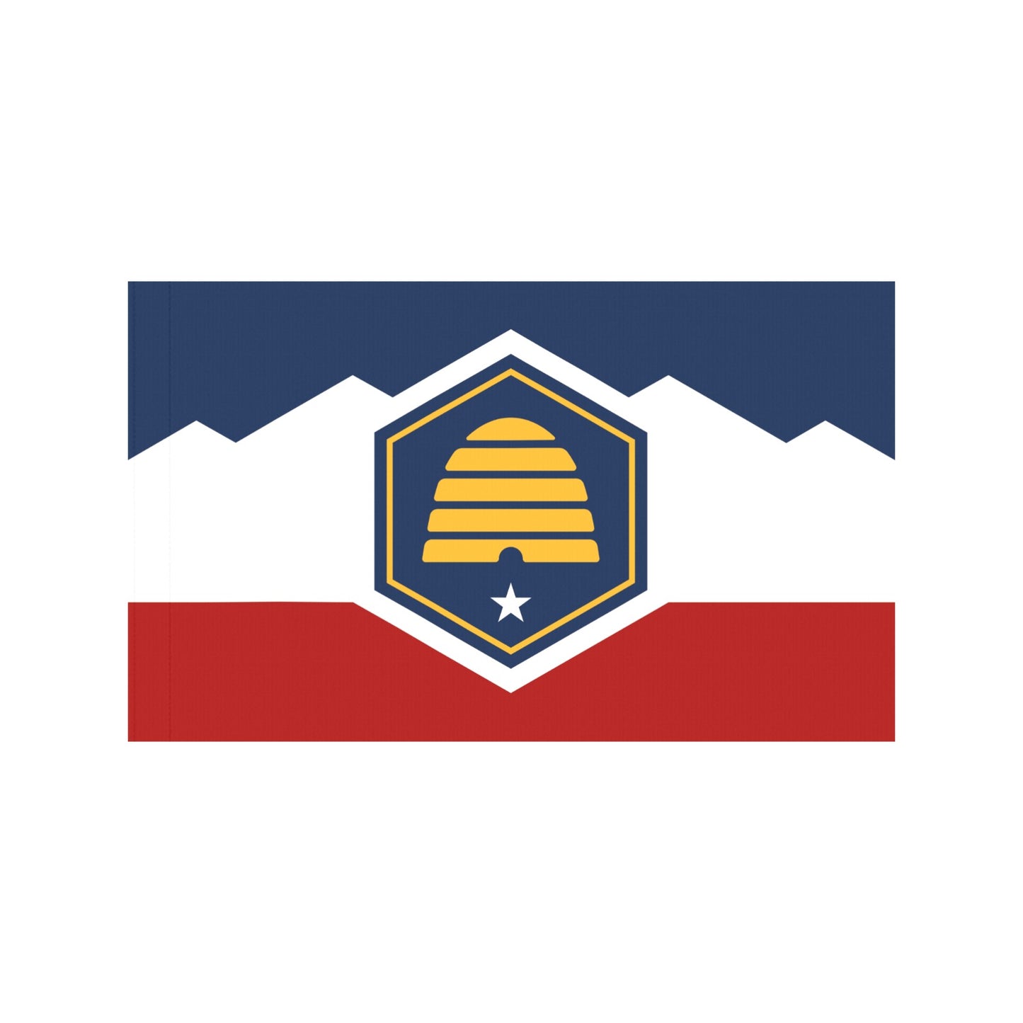 Tri-color flag with beehive emblem, by Luv My Flag.