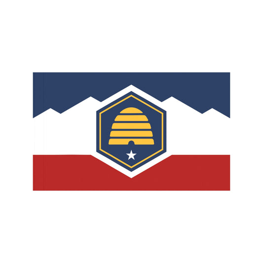 Tri-color flag with beehive emblem, by Luv My Flag.