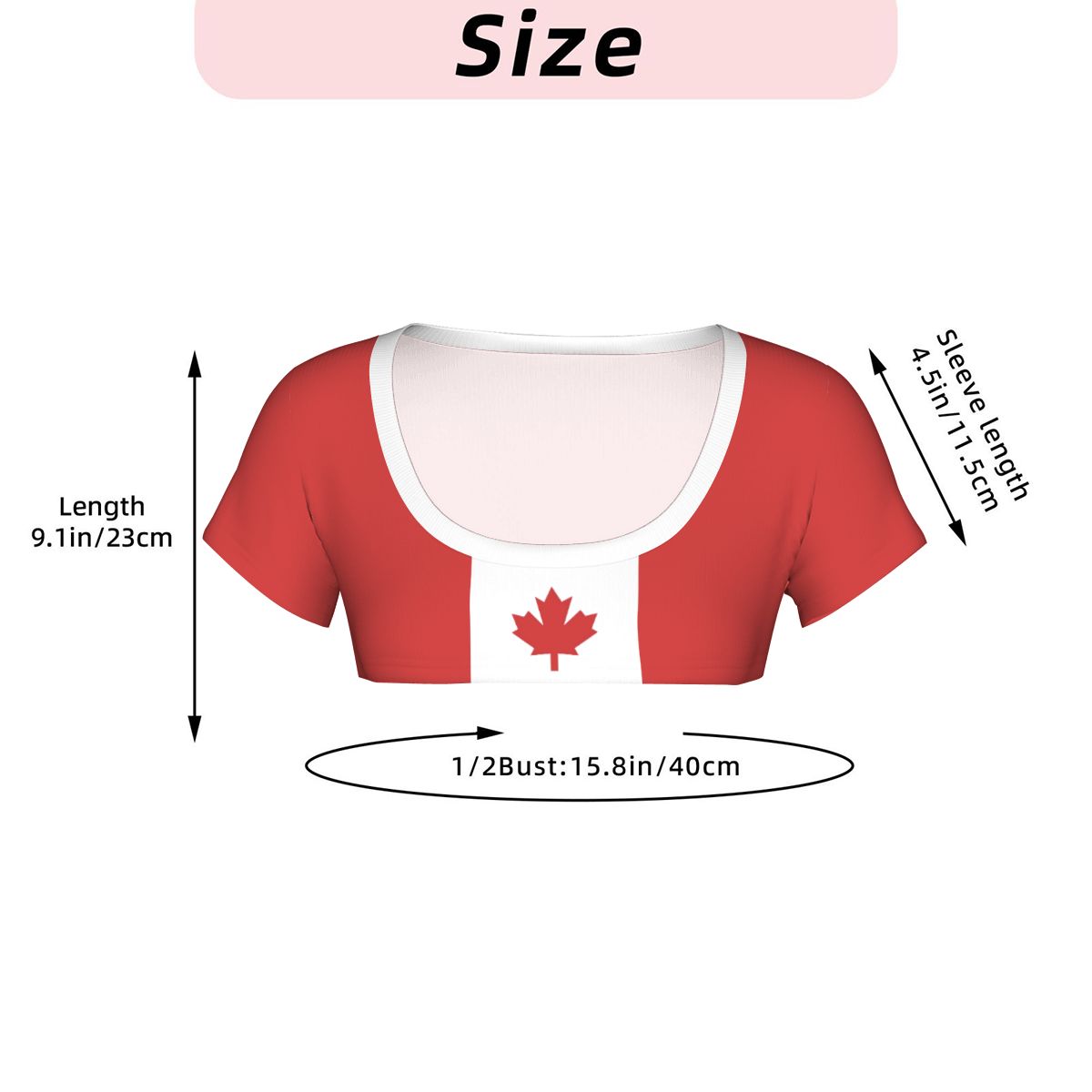 Canada Flag Inspired Women's 1/2 Cut Short Sleeve T-Shirt