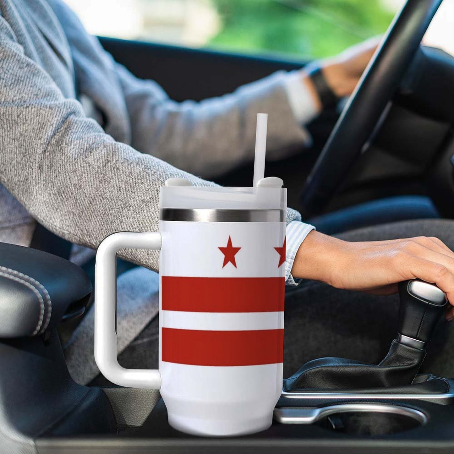 Washington D.C. Flag Inspired 40 oz Stainless Steel Tumbler (Made in USA)