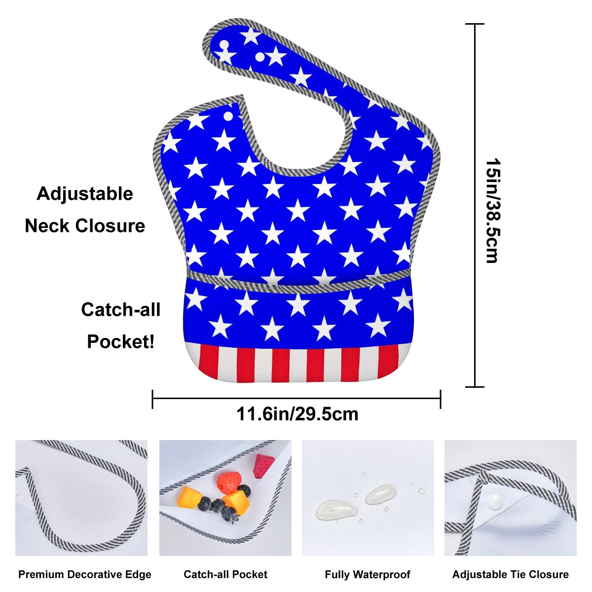 USA/American Flag Inspired Baby Bib