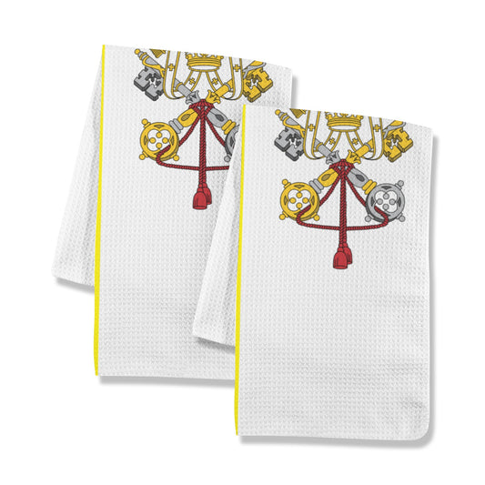 Vatican City Flag Inspired Kitchen Towel 40X60cm (Pack of 2) (Made in the USA)