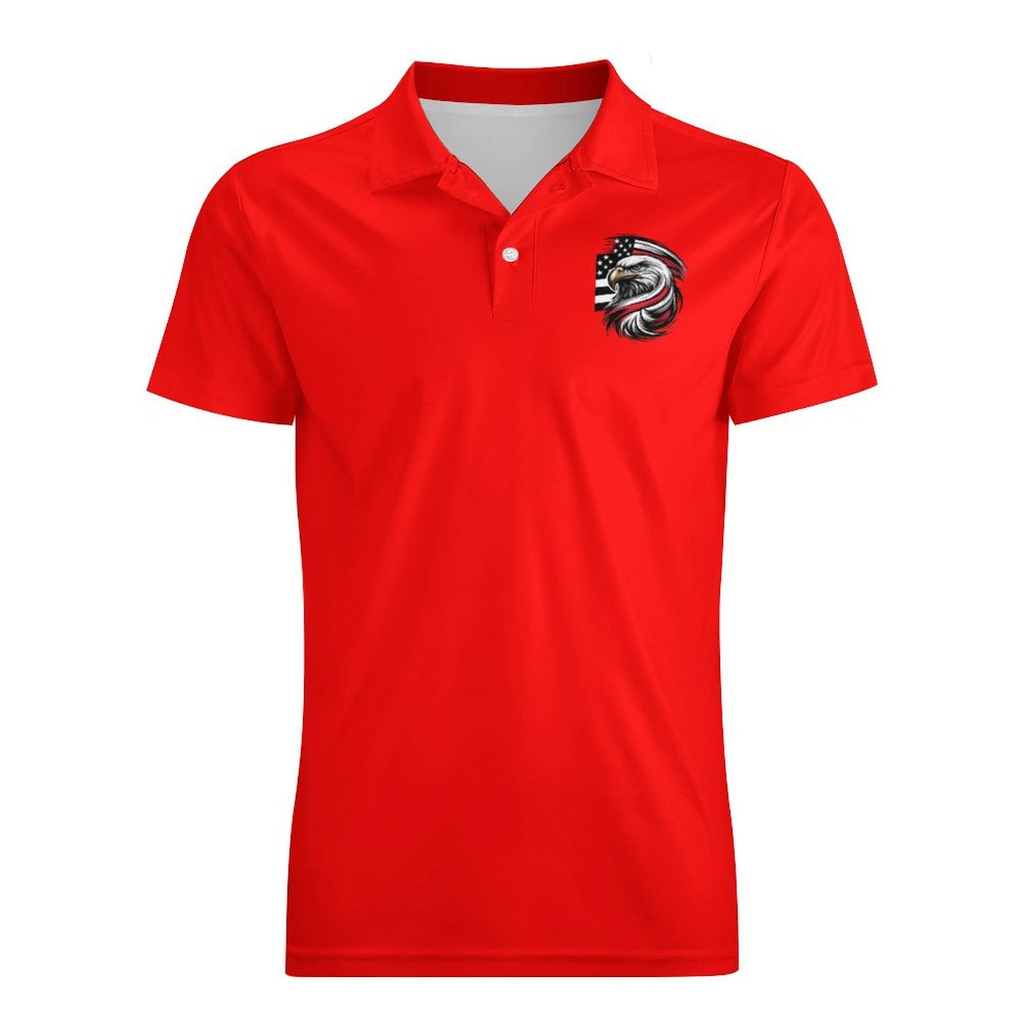 Thin Red Line Flag Inspired Eagle Men’s Premium Ice Silk Polo Shirt