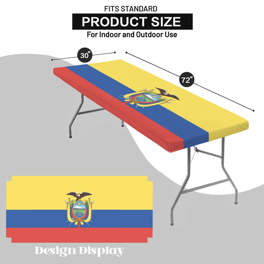 Ecuador Flag Inspired Custom Elastic Fitted Tablecloth 72x30 inch (Made in the USA)
