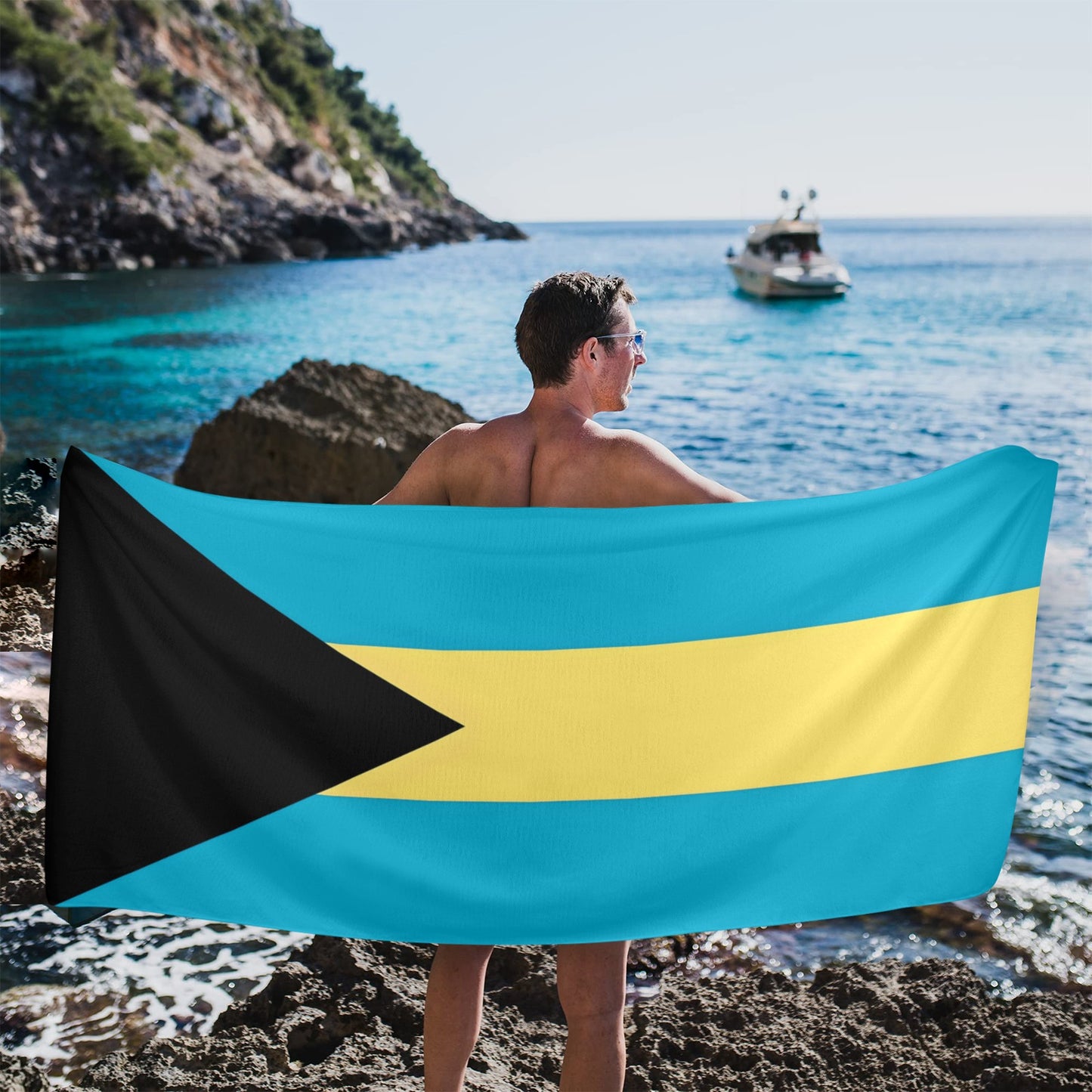 Bahamas Flag Beach Towel 31"x71" (Made in USA)