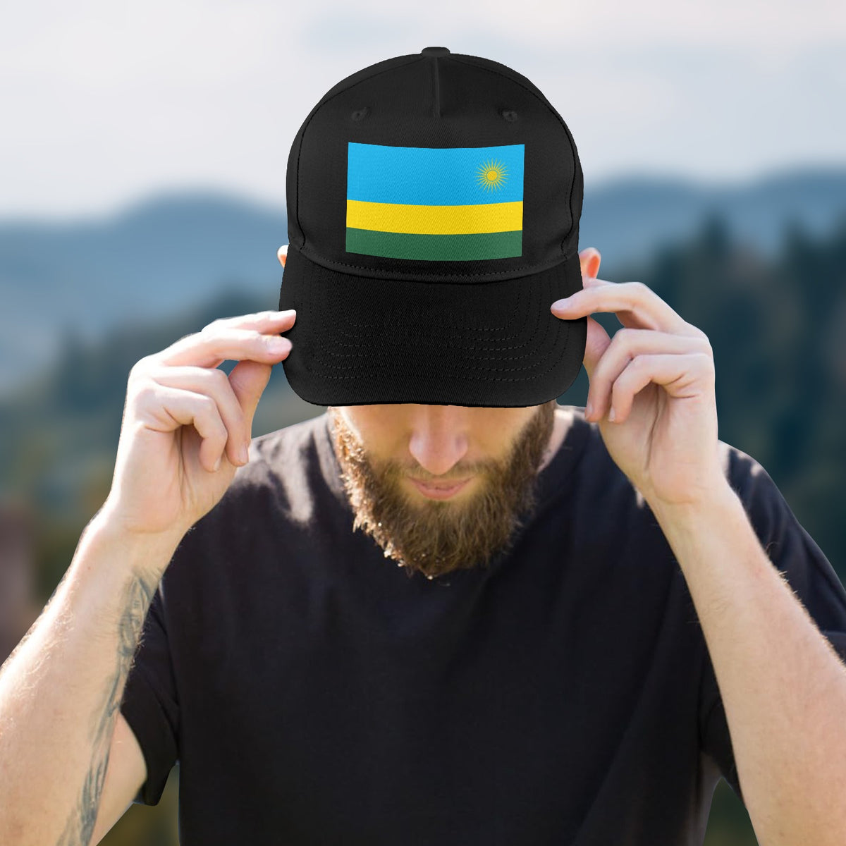 Rwanda Flag Inspired Baseball Cap | Printed in the USA