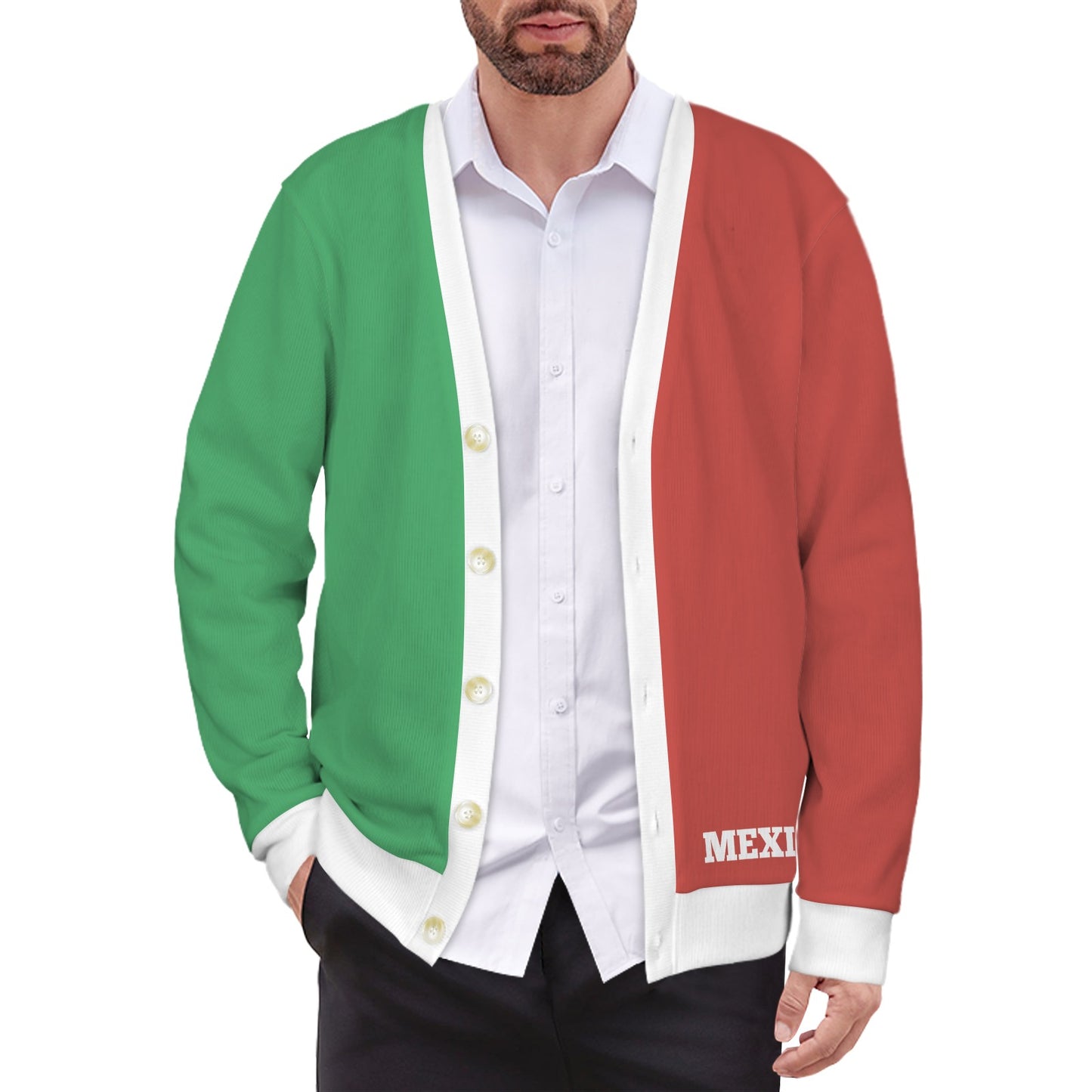 Mexico Flag Inspired Men's Cardigan