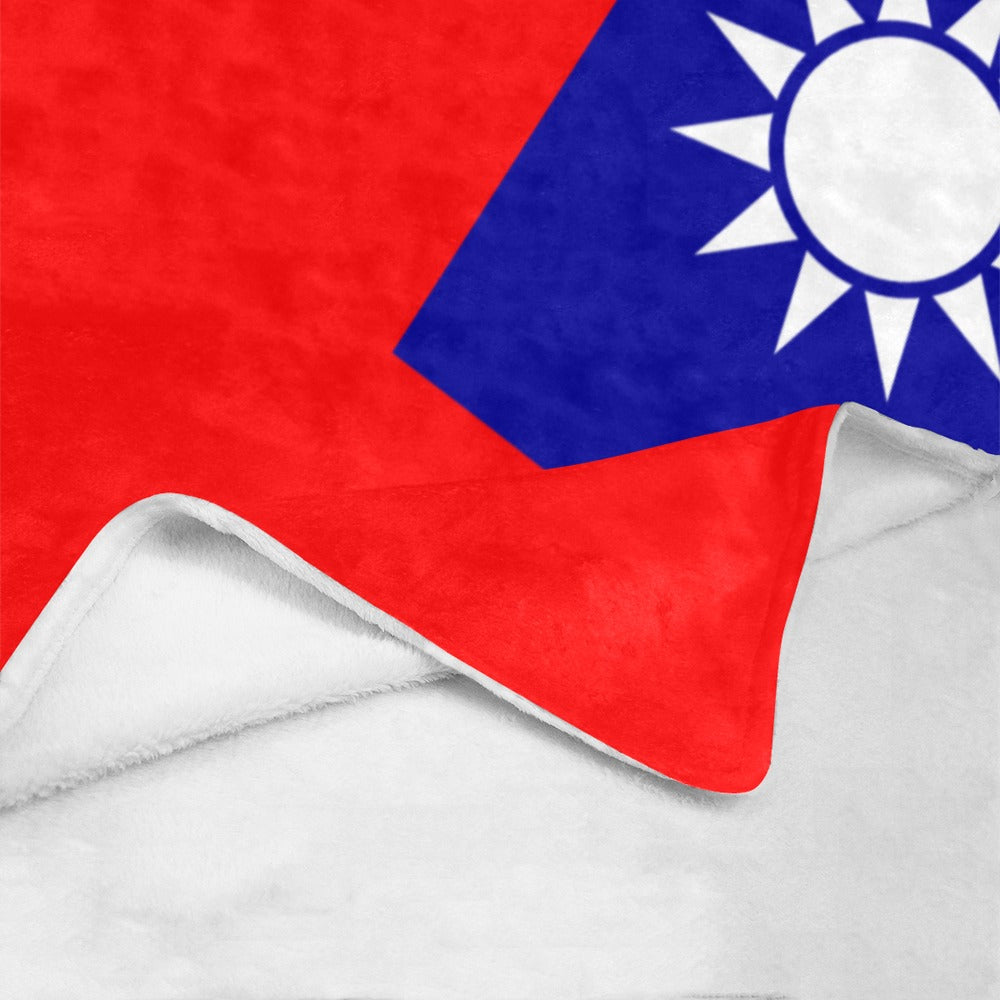Red blanket featuring Taiwan flag design by Luv My Flag.