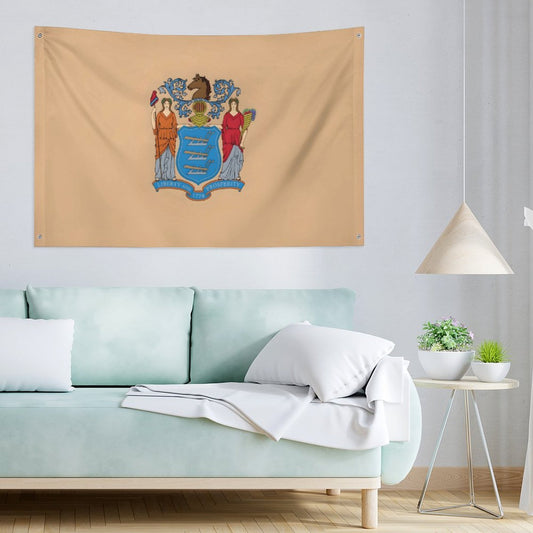 New Jersey Flag Inspired Wall Mount Flag with Four Grommets (35x59 in)