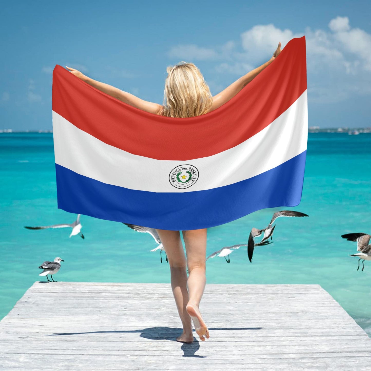 Paraguay Flag Beach Towel 31"x71" (Made in USA)