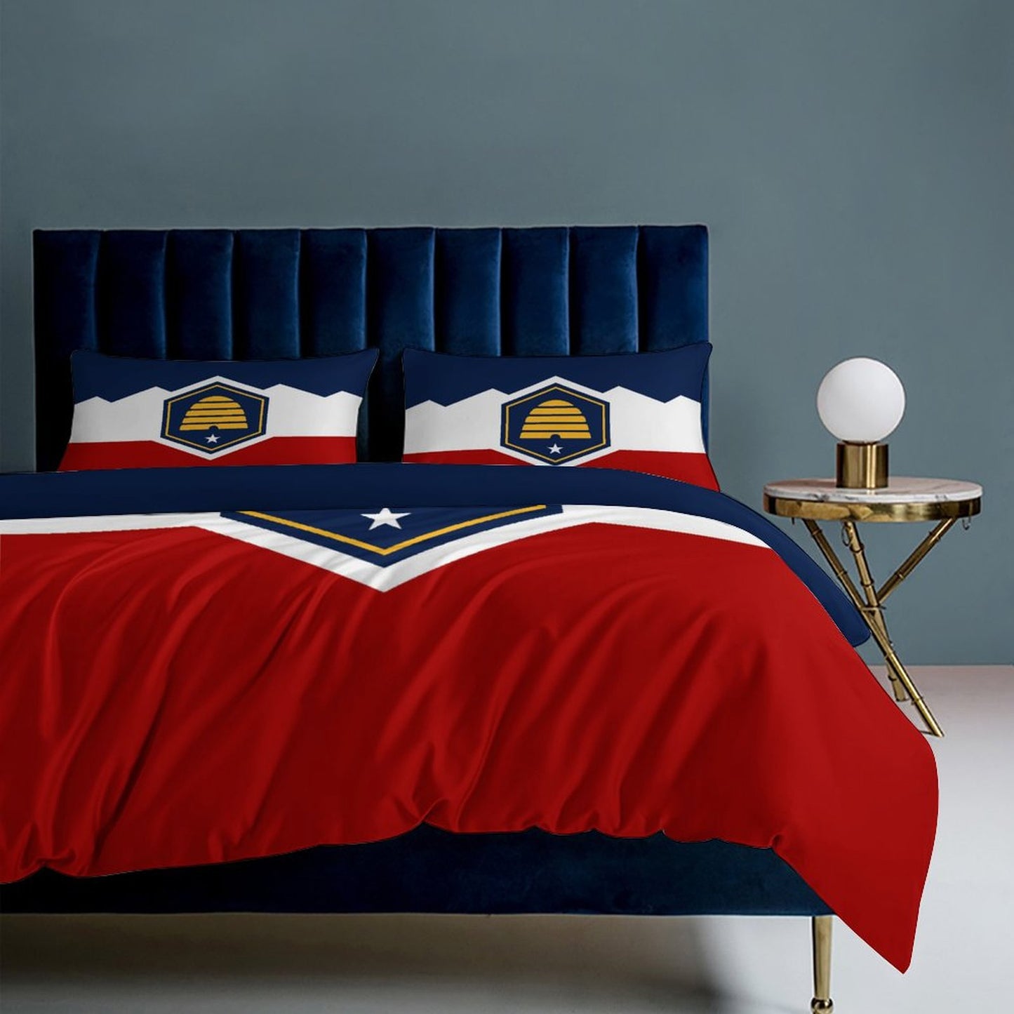 Utah Flag Inspired 3-Piece Bedding Set (1 Duvet Cover + 2 Pillow Shams) – 102"×90"