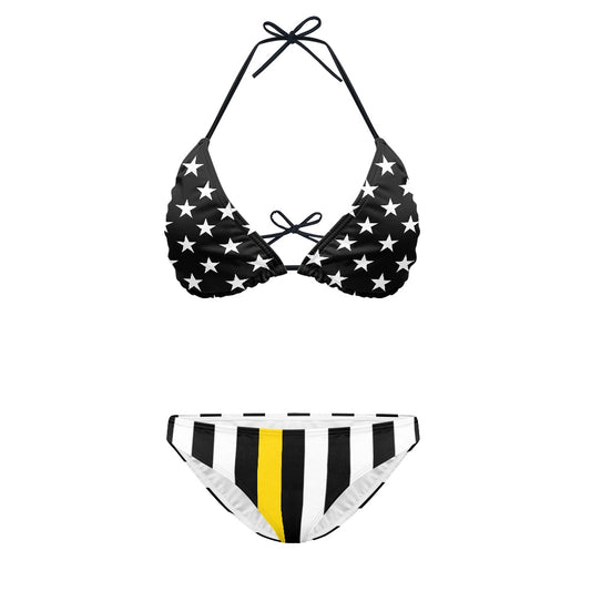 Thin Gold Line Flag Inspired Women's Bikini