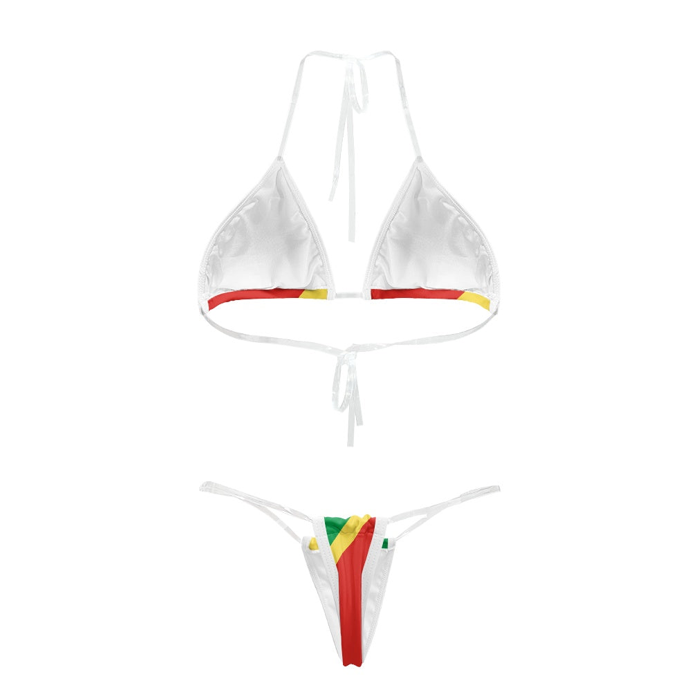 Republic of the Congo Flag Inspired Transparent String Bikini