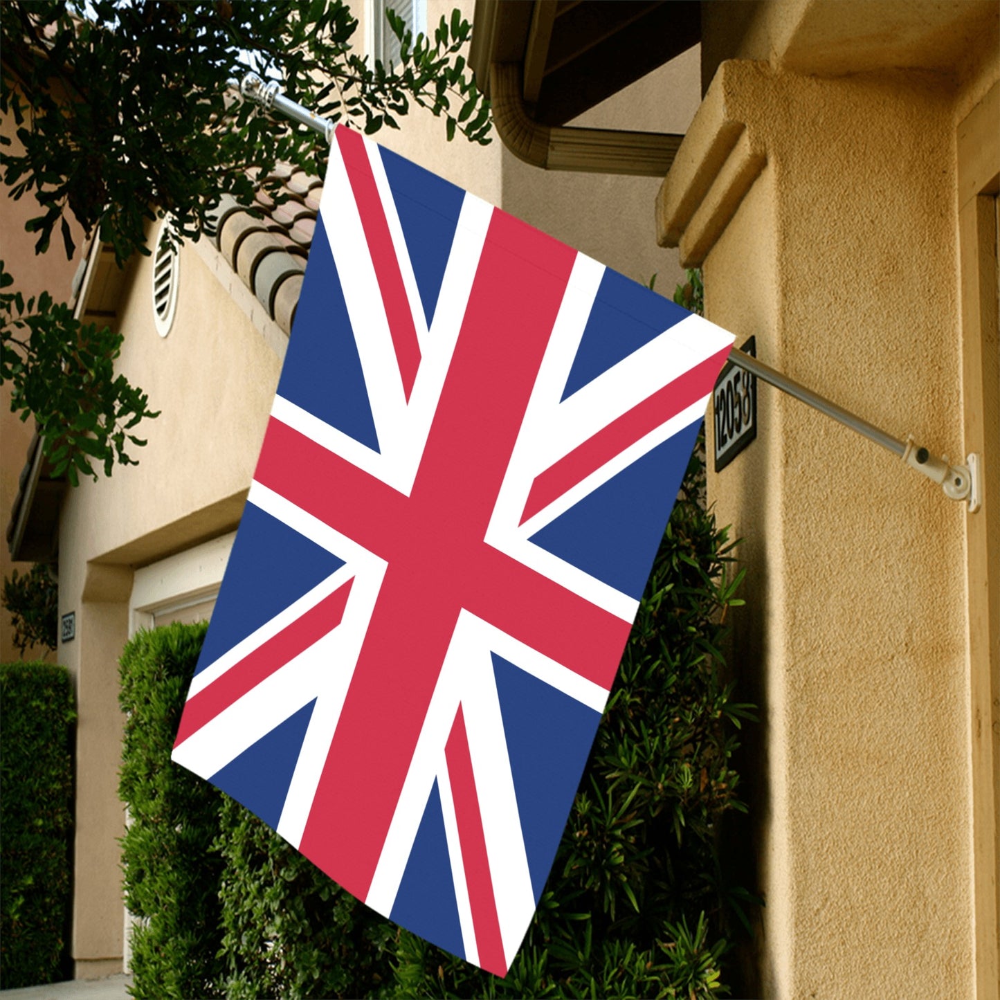 Union Jack flag by Luv My Flag on house.