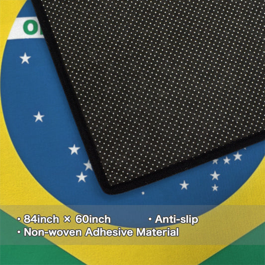 Brazil Flag Inspired 84x60 Inch Area Rug with Black Binding (Made in the USA)