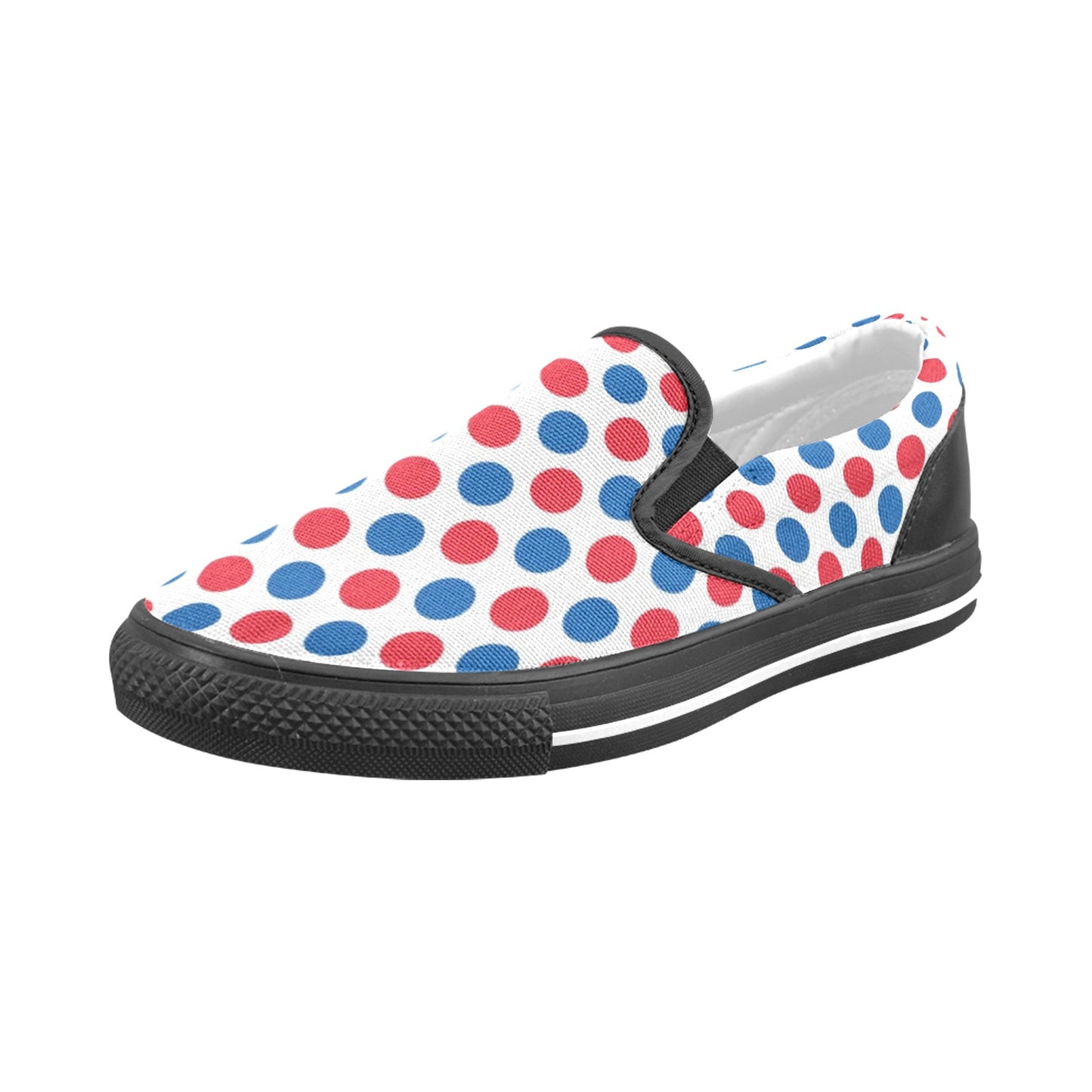 USA/American Flag Inspired Polka Dot Pattern Men's Slip-on Canvas Shoes