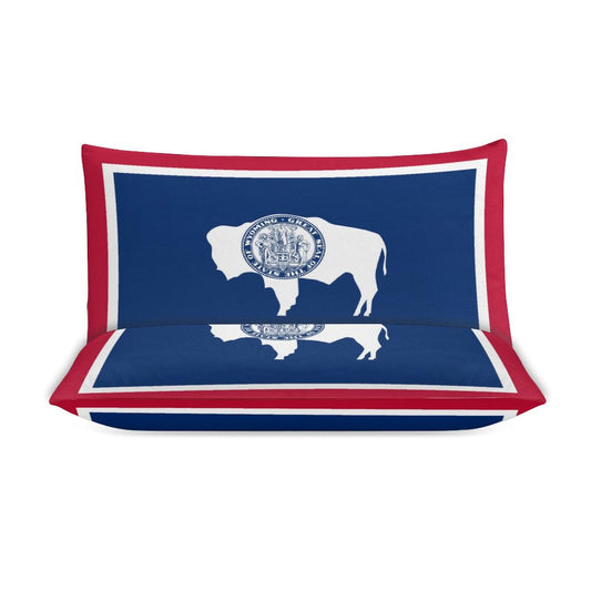 Wyoming Flag Inspired 3-Piece Bedding Set (1 Duvet Cover + 2 Pillow Shams) – 102"×90"