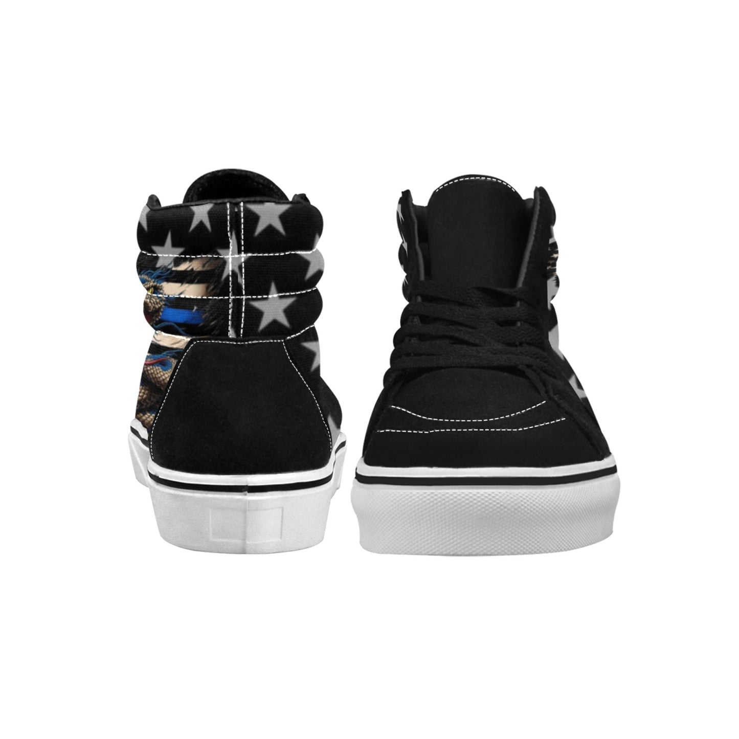 Thin Blue Line Flag Inspired with Snake Women's High Top Canvas Shoes