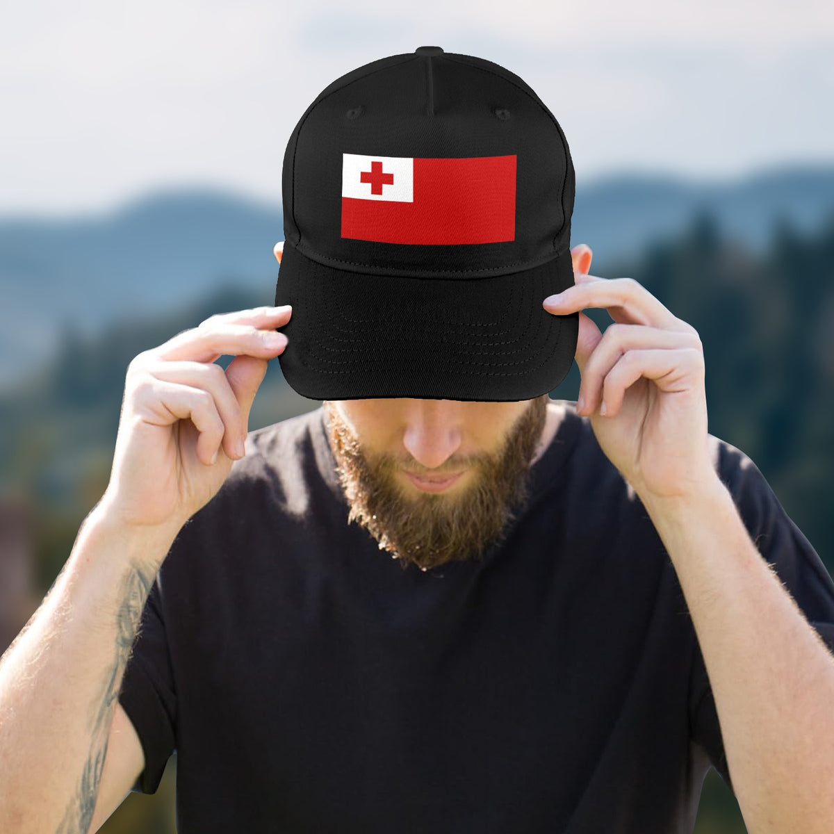 Tonga Flag Inspired Baseball Cap | Printed in the USA