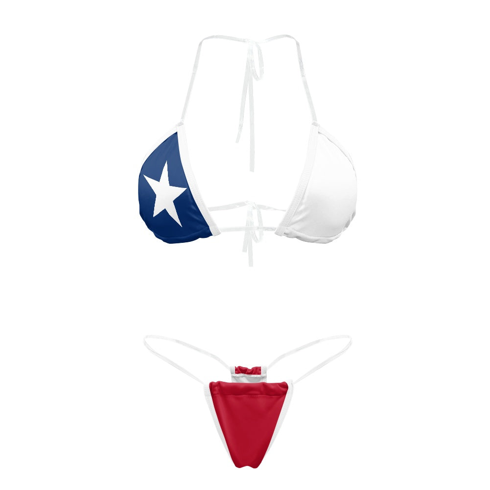 Texas Flag Inspired Transparent String Thong BikiniPatriotic, and Stylish
