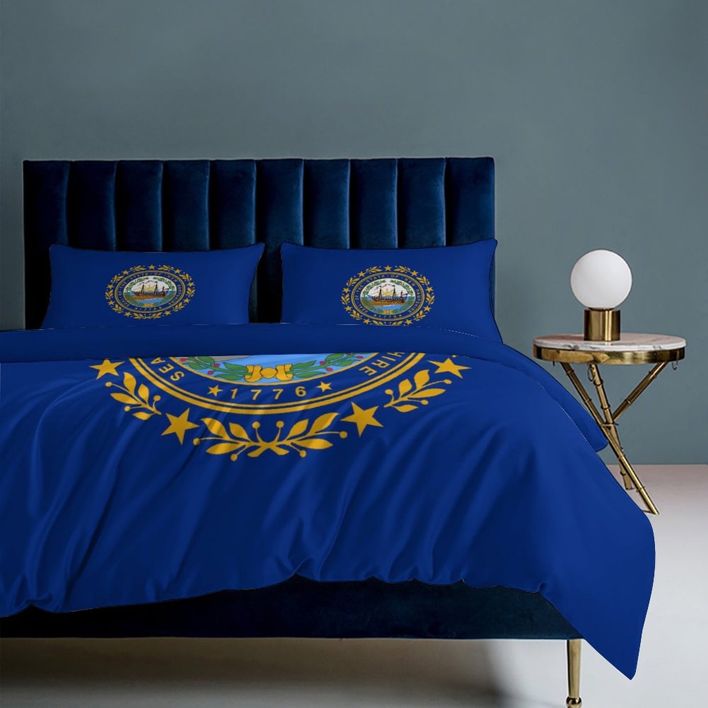 New Hampshire Flag Inspired 3-Piece Bedding Set (1 Duvet Cover + 2 Pillow Shams) – 102"×90"