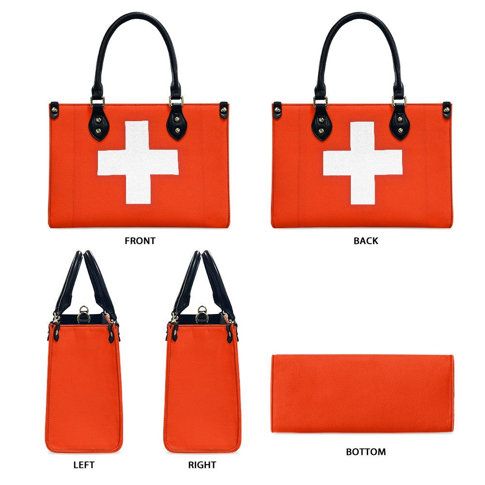 Switzerland Flag Bag With Alpine Swag – PU Leather Purse With Sleek Tag - Luv My Flag