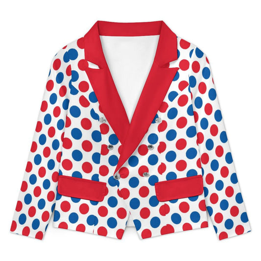 USA/American Flag Inspired Polka Dot Pattern Women’s Double Breasted Blazer