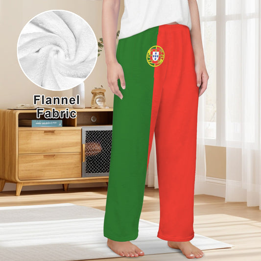 Portugal Flag Inspired Women's Flannel Pajama Trousers