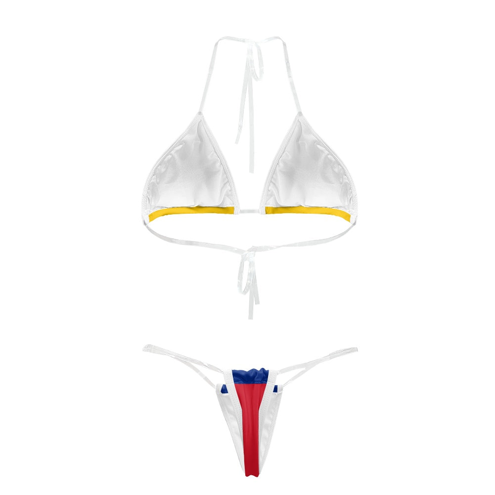 Venezuela Flag Inspired Transparent String Thong Bikini