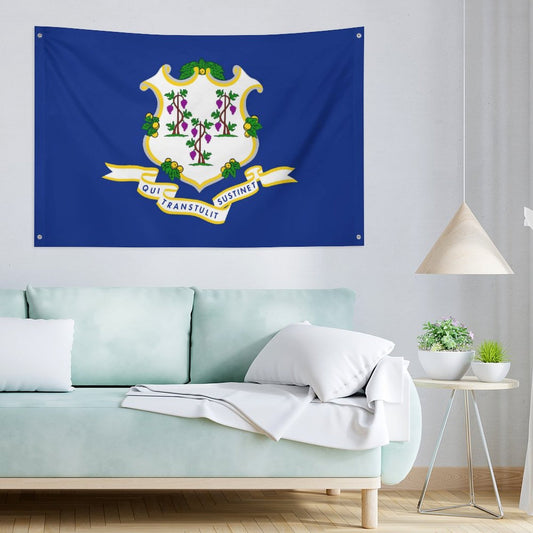 Connecticut Flag Inspired Wall Mount Flag with Four Grommets (35x59 in)