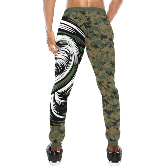 Thin Green Line Flag Inspired Eagle on Digital Camo All Over Print Unisex Sweatpants